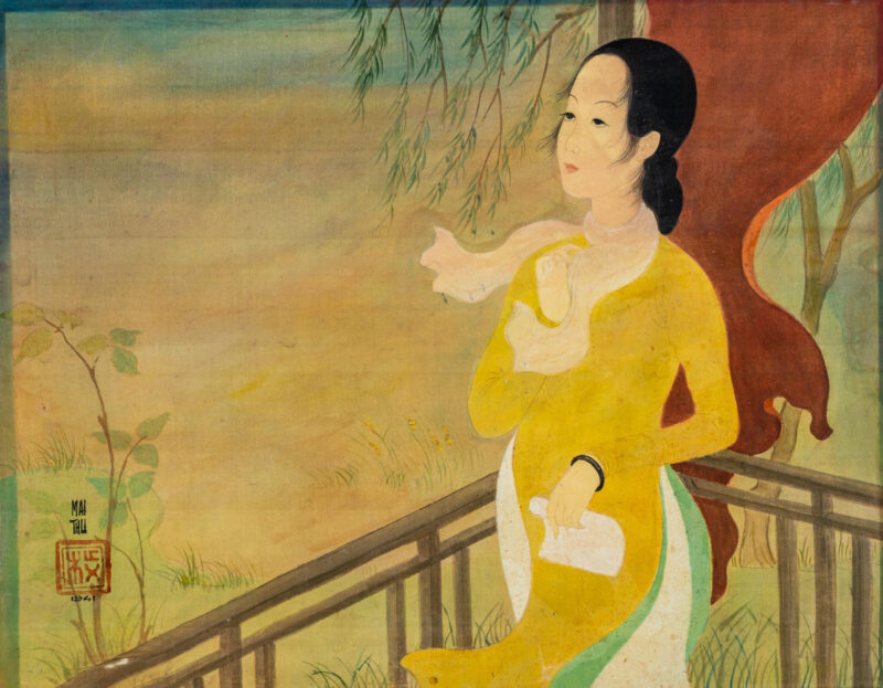 Mai Thu – Femme debout dans le vent tenant une lettre, 1941